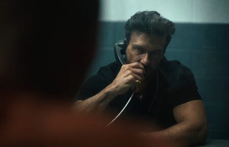 Frank Grillo's Rick Flag Sr. talks to Nicholas Hoult's Lex Luthor in 'Peacemaker' Season 2