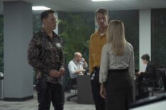 John Cena, Joel Kinnaman, and Jennifer Holland in 'Peacemaker' Season 2