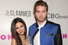 Actress Victoria Justice (L) and actor Pierson Fode attend the NYLON Young Hollywood Party presented by BCBGeneration at HYDE Sunset: Kitchen + Cocktails