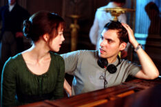 Keira Knightley, director Joe Wright on set on 'Pride & Prejudice' (2005)