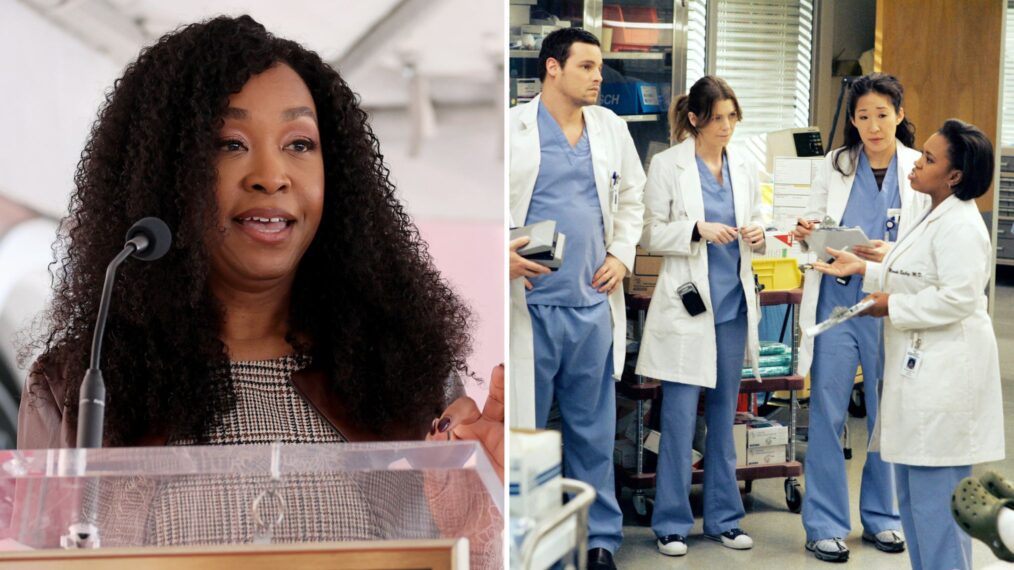 Shonda Rhimes; Justin Chambers, Ellen Pompeo, Sandra Oh, and Chandra Wilson on 'Grey's Anatomy'