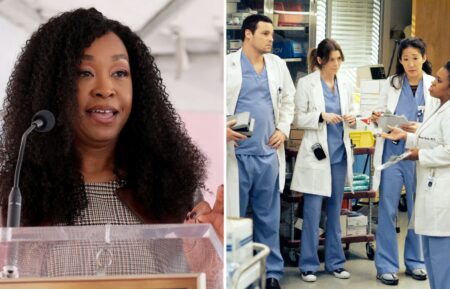 Shonda Rhimes; Justin Chambers, Ellen Pompeo, Sandra Oh, and Chandra Wilson on 'Grey's Anatomy'