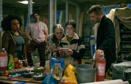 Rosalind Eleazar as Louisa, Christopher Chung as Roddy, Saskia Reeves as Catherine, Aimee-Ffion Edwards as Shirley, and Jack Lowden as River— 'Slow Horses' Season 5 Premiere