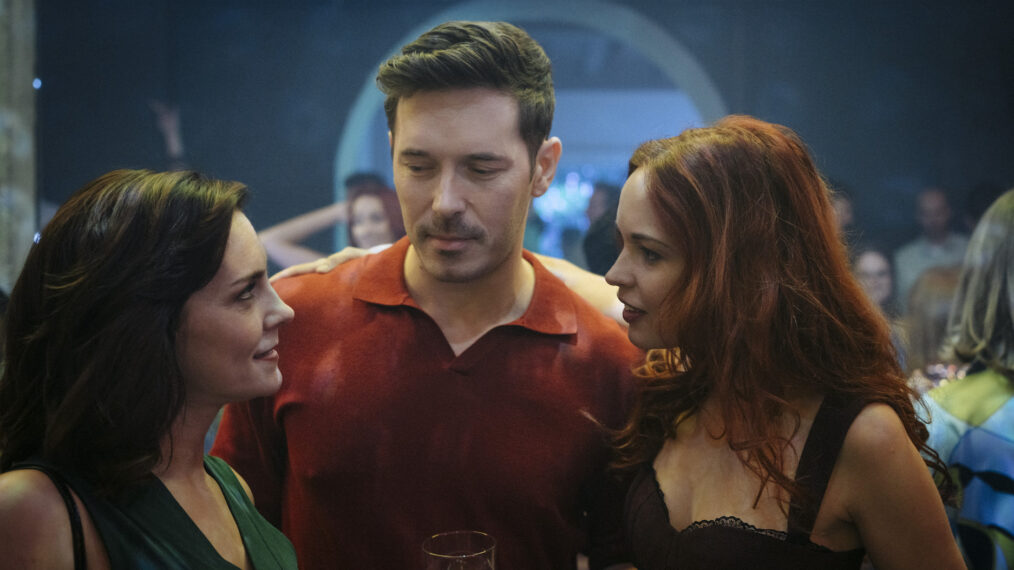 Annabel Scholey, Sam Palladio, and Aggy K. Adams in 'The Couple Next Door' Season 2