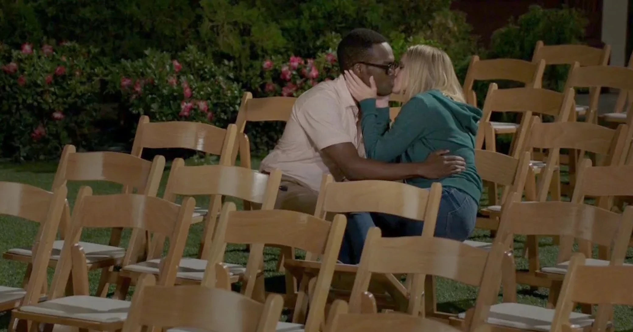 Eleanor and Chidi kiss in the Season 3 finale of 'The Good Place'