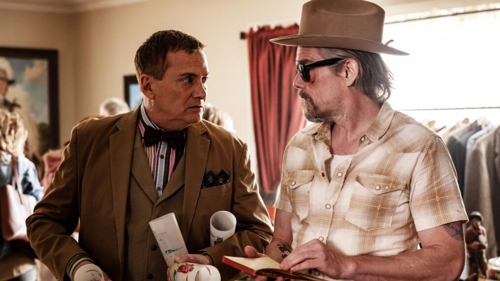 Michael Hitchcock and Ethan Hawke in 'The Lowdown' Season 1