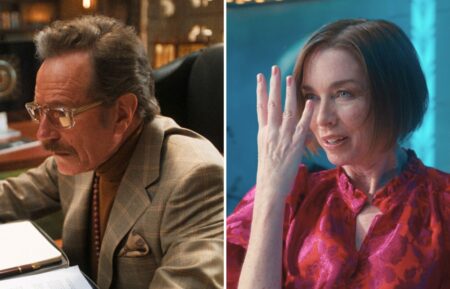 Bryan Cranston as Griffin Mill in 'The Studio,' Julianne Nicholson as Dance Mom in 'Hacks'