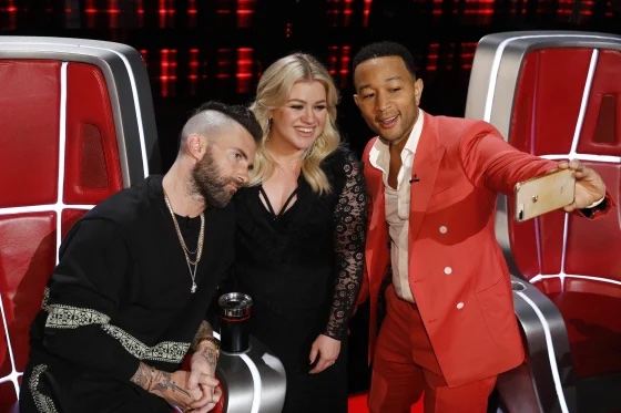 Kelly Clarkson, Adam Levine, John Legend
