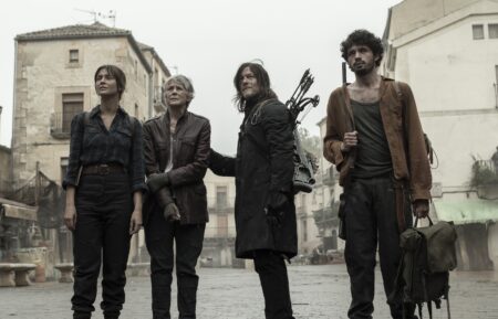 Candela Saitta as Justina, Melissa McBride as Carol Peletier, Norman Reedus as Daryl Dixon, Hugo Arbués as Roberto — 'The Walking Dead: Daryl Dixon' Season 3