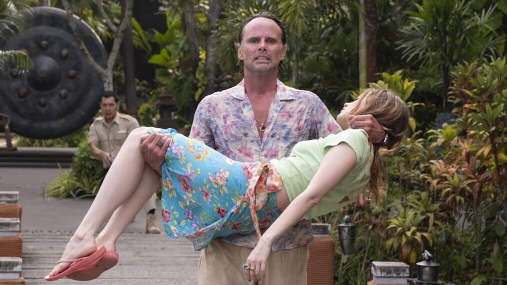Walton Goggins and Aimee Lou Wood in 'The White Lotus' Season 3 finale
