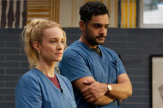 Laurence Leboeuf as Mags Leblanc and Hamza Haq as Bashir Hamed in 'Transplant'