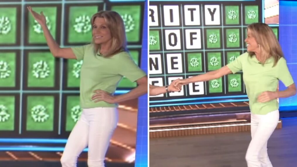 Vanna White on 'Extra' showing off her dance skills with Derek Hough
