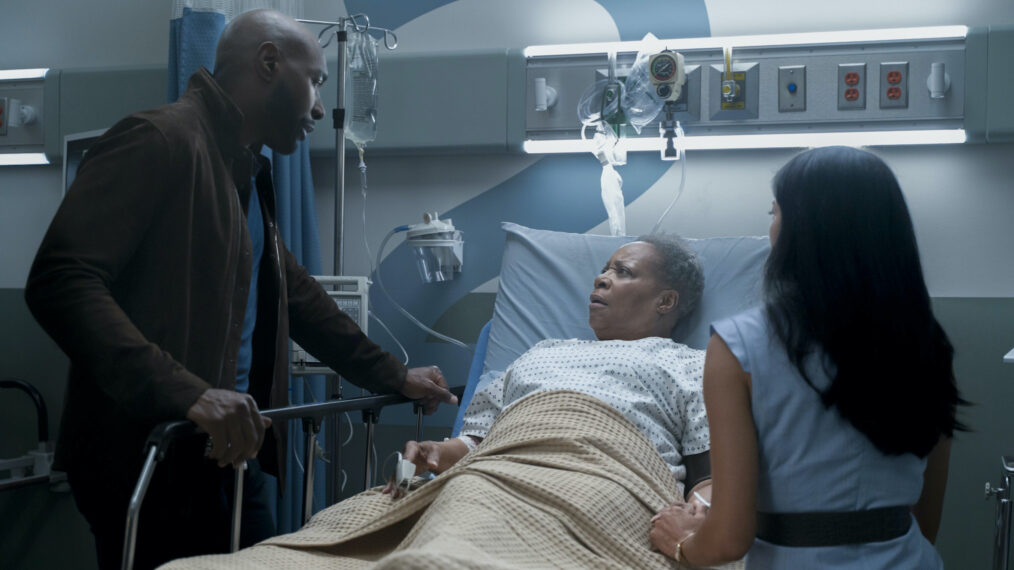 Morris Chestnut as Dr. John Watson, Juanita Jennings as Elizabeth Morstan and Rochelle Aytes as Dr. Mary Morstan — 'Watson' Season 2 Premiere 'A Son in the Oven'