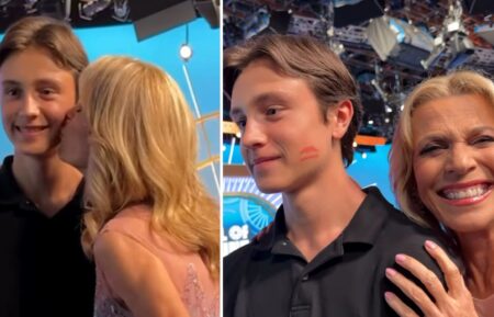 Vanna White kissing the cheek of a 