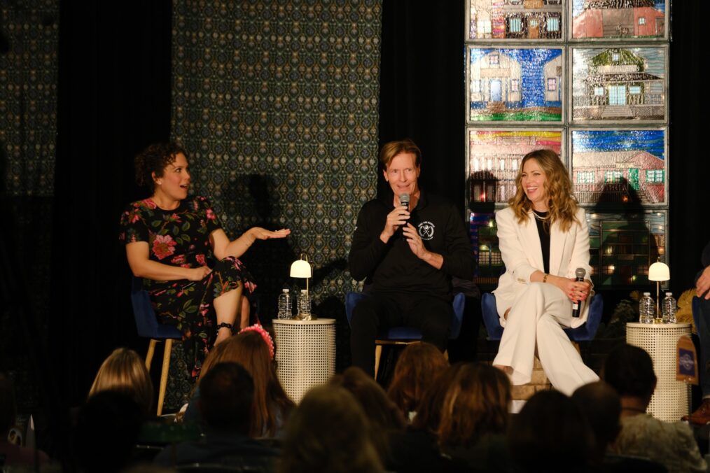 Erin Krakow, Jack Wagner, and Pascale Hutton at the 'When Calls the Heart' Hearties convention