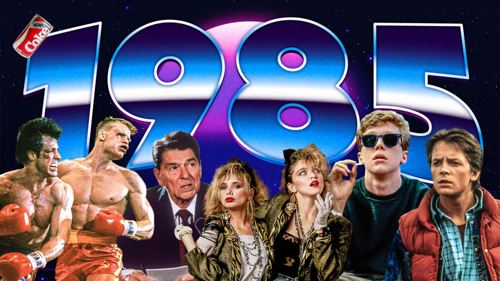 1985 Throwback: Images from left; Rocky & Drago, Ronald Reagan, Madonna, The Breakfast Club, Marty McFly