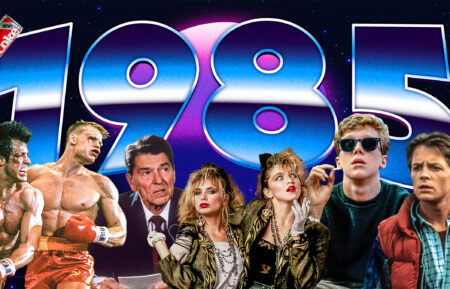 1985 Throwback: Images from left; Rocky & Drago, Ronald Reagan, Madonna, The Breakfast Club, Marty McFly
