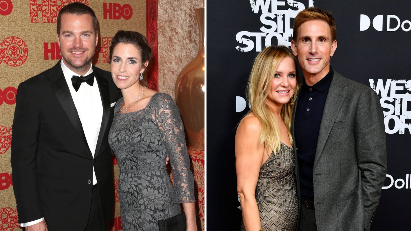 Actor Chris O'Donnell (L) and Caroline Fentress attend HBO's Post 2014 Golden Globe Awards Party held at Circa 55 Restaurant on January 12, 2014 in Los Angeles, California; Jessica Capshaw and Christopher Gavigan attend the 