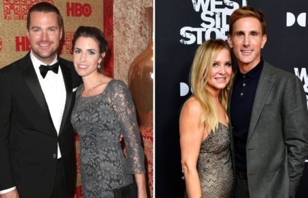 Actor Chris O'Donnell (L) and Caroline Fentress attend HBO's Post 2014 Golden Globe Awards Party held at Circa 55 Restaurant on January 12, 2014 in Los Angeles, California; Jessica Capshaw and Christopher Gavigan attend the 