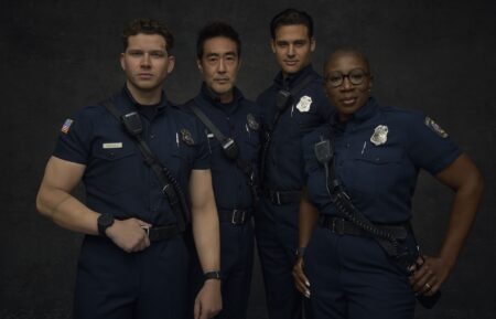 Oliver Stark as Buck, Kenneth Choi as Chimney, Ryan Guzman as Eddie, and Aisha Hinds as Hen — '9-1-1' Season 9