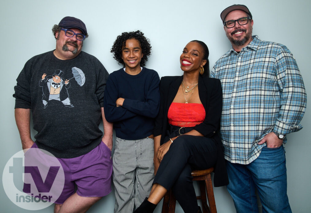 The cast and crew of 'Bat-Fam': Bobby Moynihan, Yonas Kibreab, London Hughes, and exec producer and showrunner Mike Roth