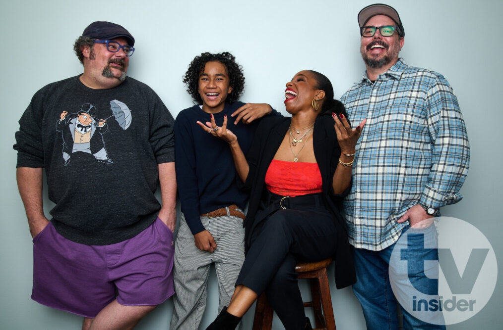 The cast and crew of 'Bat-Fam': Bobby Moynihan, Yonas Kibreab, London Hughes, and exec producer and showrunner Mike Roth