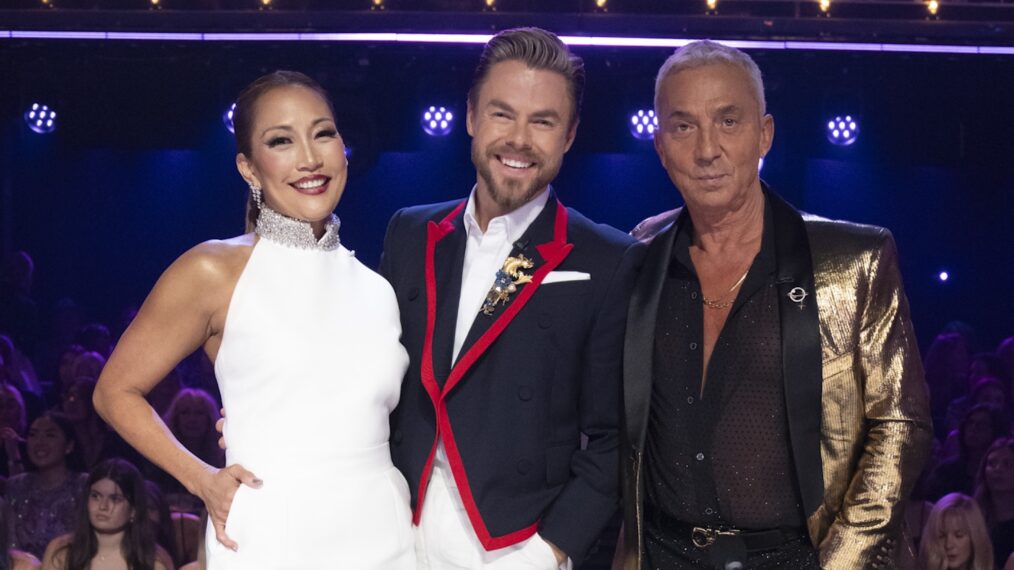 Carrie Ann Inaba, Derek Hough, and Bruno Tonioli on Season 34, Episode 3 of ABC's 'Dancing With the Stars,' September 30, 2025.