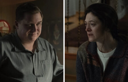 DEVIL IN DISGUISE: JOHN WAYNE GACY -- -- Pictured: Michael Chernus as John Wayne Gacy; DEVIL IN DISGUISE: JOHN WAYNE GACY -- Episode 101 -- Pictured: (l-r) Greg Bryk as Harold Piest, Marin Ireland as Elizabeth Piest
