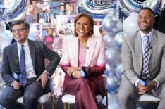 George Stephanopoulos, Robin Roberts, and Michael Strahan on the April 14, 2022, episode of ABC's 'Good Morning America.'