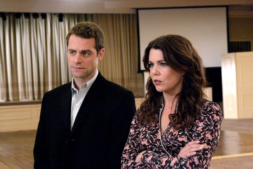 David Sutcliffe and Lauren Graham as Christopher and Lorelai in Gilmore Girls
