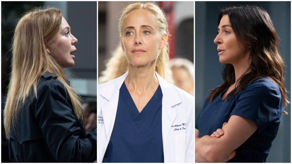 Grey's Anatomy with Ellen Pompeo, Kim Raver, and Caterina Scorsone