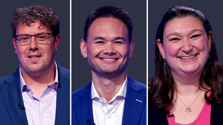 Christopher Tillman, Elana Beame, and Aaron Levine on 'Jeopardy!'