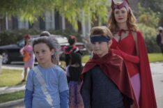 Jett Klyne as Tommy, Julian Hilliard as Billy and Elizabeth Olsen as Wanda Maximoff, 'WandaVision' Season 1, Episode 6, Disney+.