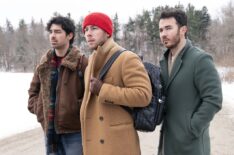 Joe Jonas, Nick Jonas, and Kevin Jonas in 'A Very Jonas Christmas Movie,' Disney+, November 14, 2025.