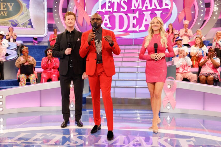 Jonathan Mangum, Wayne Brady and Tiffany Coyne on the October 13, 2025, episode of CBS' 'Let's Make a Deal.'