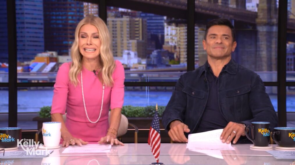 Kelly Ripa and Mark Consuelos on the October 9, 2025, episode of ABC's 'Live With Kelly and Mark.'