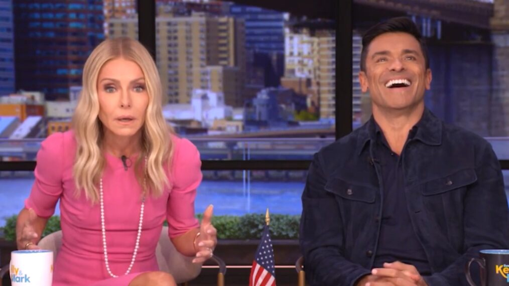 Kelly Ripa and Mark Consuelos on the October 9, 2025, episode of ABC's 'Live With Kelly and Mark.'