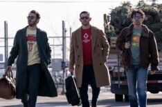 Kevin Jonas, Nick Jonas, and Joe Jonas in 'A Very Jonas Christmas Movie,' Disney+, November 14, 2025.