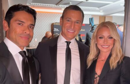 Mark Consuelos, Michael Gelman, and Kelly Ripa at the 2025 Broadcasting and Cable Hall of Fame gala, September 30, 2025.