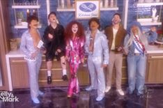 Michael Gelman, Anthony Gargiula, Kelly Ripa, Mark, Consuelos, Jonathan,Tilkin, and Déjà Vu on the October 31, 2025, episode of ABC's 'Live With Kelly and Mark.'