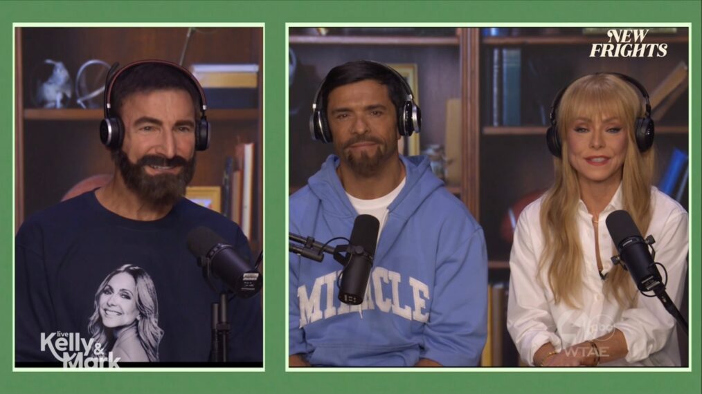 Michael Gelman, Mark Consuelos, and Kelly Ripa on the October 31, 2025, episode of ABC's 'Live With Kelly and Mark.'