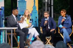 Michael Strahan, Lara Spencer, George Stepanopoulos and Robin Roberts during ABC's 'Good Morning America' Live From Philadelphia broadcast at the steps of the Philadelphia Art Museum on June 13, 2019 in Philadelphia, Pennsylvania.