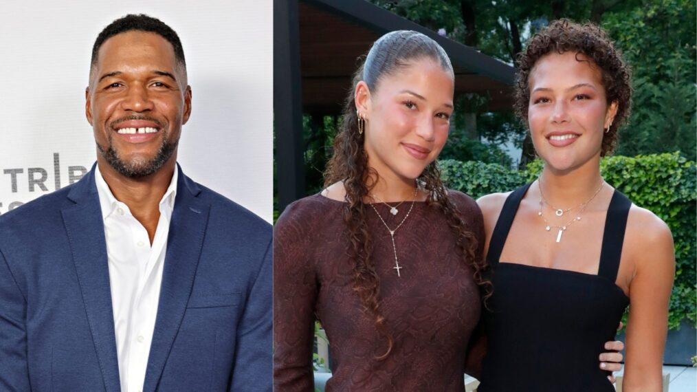 Michael Strahan attends the 'BS High' premiere during the 2023 Tribeca Festival at Village East Cinema on June 14, 2023 in New York City; ophia Strahan and Isabella Strahan attend the launch of CHASM on May 20, 2025 in New York City.