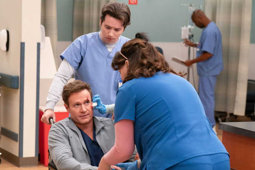 Mekki Leeper as Matt, Josh Lawson as Dr. Bruce, Allison Tolman as Alex — 'St. Denis Medical'
