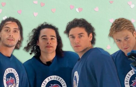 Antonio Cipriano, Jalen Thomas Brooks, Belmont Cameli, and Stephen Kalyn as Logan, Tucker, Garrett, and Dean on Off Campus