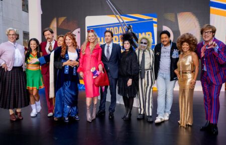 Peter Alexander, Laura Jarrett, Willie Geist, Hoda Kotb, Jenna Bush Hager, Savannah Guthrie, Luke Wilson, Dylan Dreyer, Al Roker, Craig Melvin, Sheinelle Jones and Carson Daly on the October 31, 2024, episode of NBC's 'Today.'