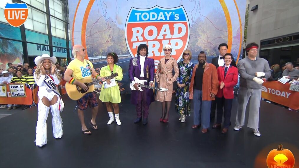 Sheinelle Jones, Peter Alexander, Laura Jarrett, Craig Melvin, Savannah Guthrie, Jenna Bush Hager, Al Roker, Willie Geist, Dylan Dreyer, and Carson Daly on the Friday, October 31, episode of NBC's 'Today.'