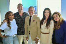 Sunny Anderson, Jeff Mauro, Geoffrey Zakarian, Katie Lee Biegel, and Alex Guarnaschelli attend A Brunch Affair presented by Mike's Amazing hosted by Sunny Anderson, Katie Lee, Alex Guarnaschelli, Jeff Mauro and Geoffrey Zakarian during Food Network New York City Wine & Food Festival presented by Invesco QQQ at Invesco QQQ Festival Campus in the Seaport Pier 17 on October 18, 2025 in New York City.
