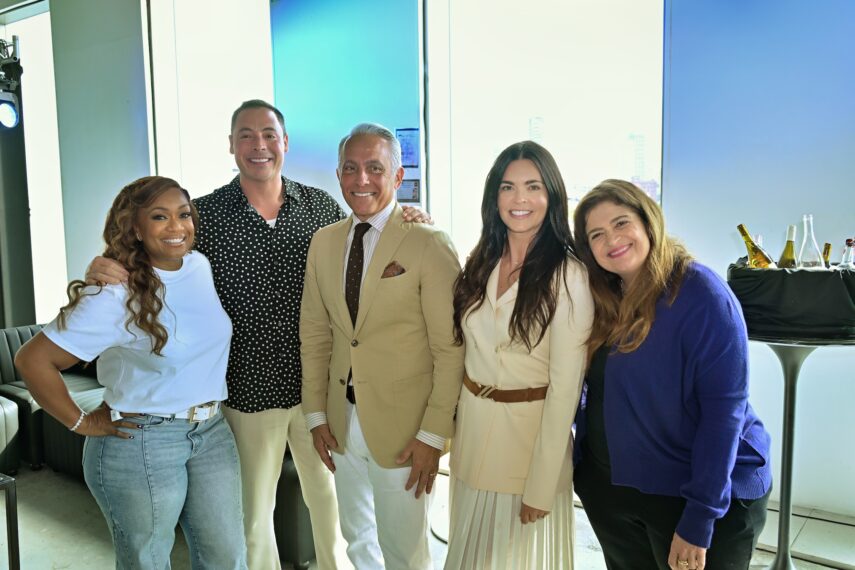 Sunny Anderson, Jeff Mauro, Geoffrey Zakarian, Katie Lee Biegel, and Alex Guarnaschelli attend A Brunch Affair presented by Mike's Amazing hosted by Sunny Anderson, Katie Lee, Alex Guarnaschelli, Jeff Mauro and Geoffrey Zakarian during Food Network New York City Wine & Food Festival presented by Invesco QQQ at Invesco QQQ Festival Campus in the Seaport Pier 17 on October 18, 2025 in New York City.