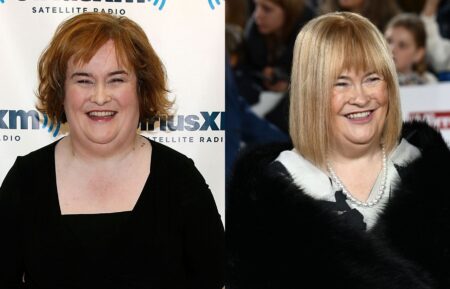 Susan Boyle visits SiriusXM Studio on November 1, 2011 in New York City; Susan Boyle attends the Pride Of Britain Awards 2025 at the Grosvenor House Hotel on October 20, 2025 in London, England.